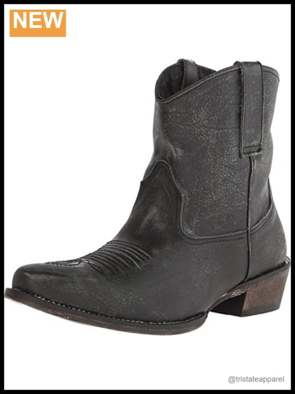 Women's Roper Leather Snip Toe Ankle Boots Pull-On Low Heel Cowboy Booties